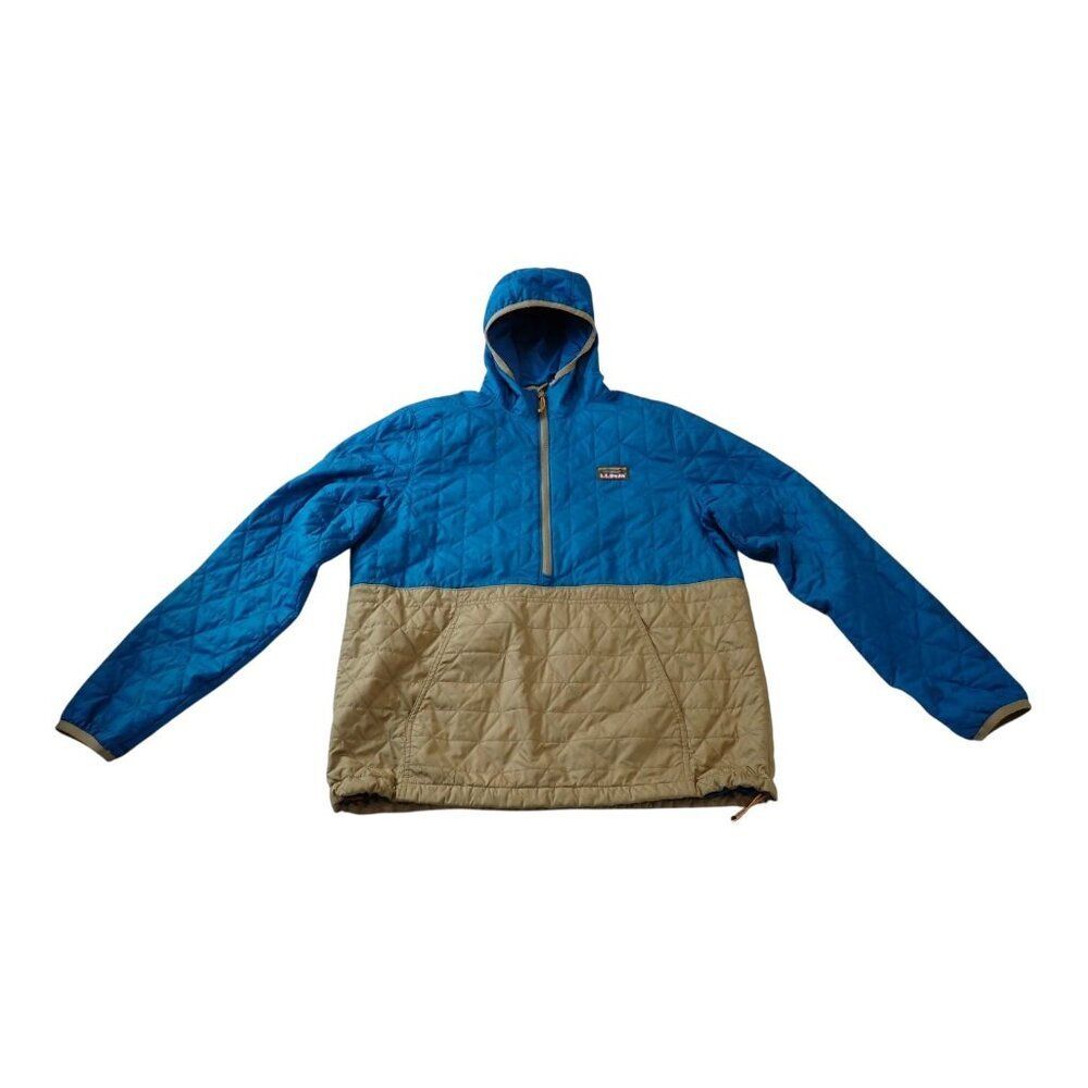 L.L. Bean Katahdin Colorblock 1/2 Zip Anorak Men's L Tall Quilted Hooded Blue